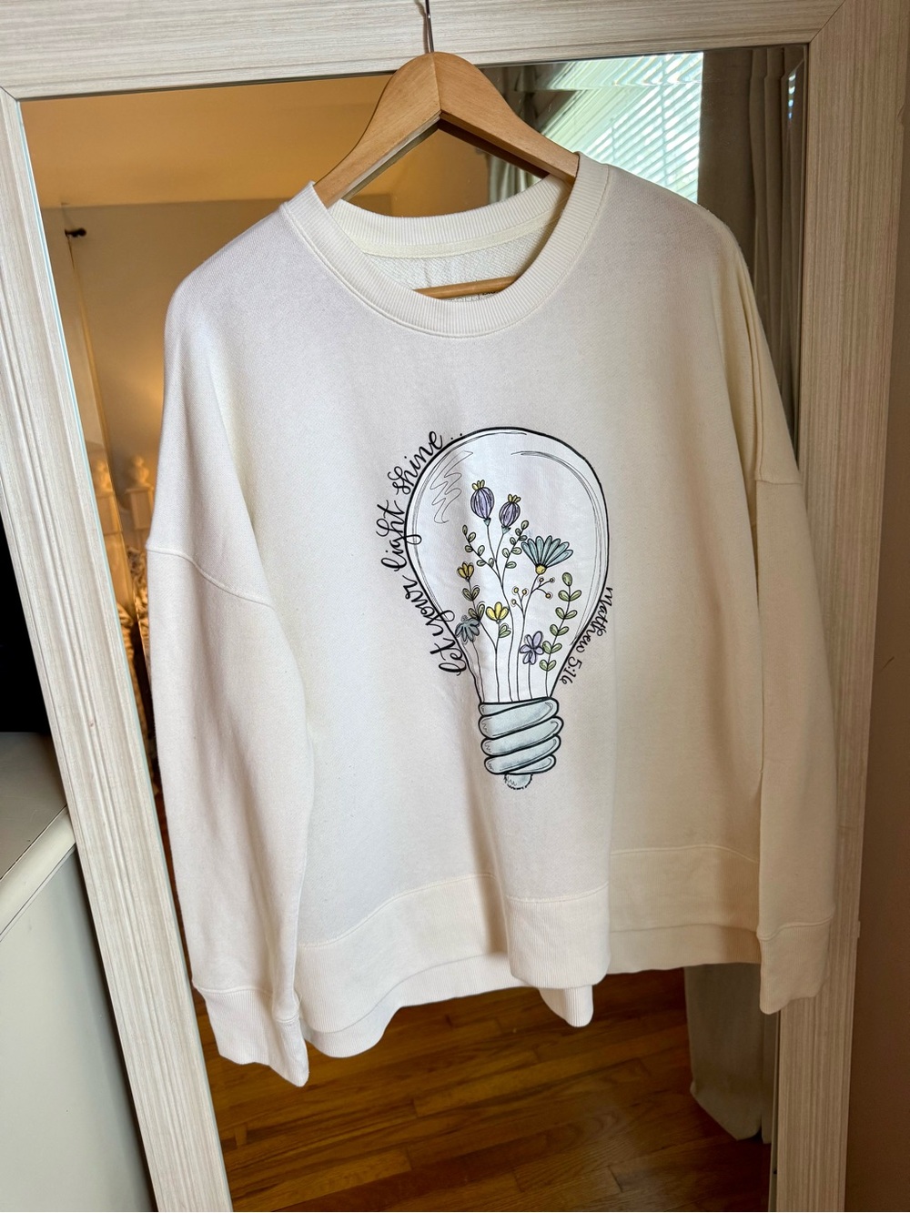Custom Etsy Let Your Light Shine Matthew 5:16 Print Cream Ivory Sweatshirt